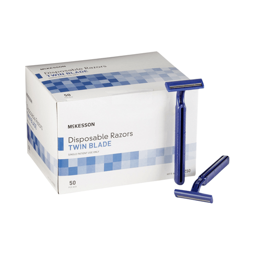 McKesson Twin-Blade Disposable Razor, Blue | Quantity - 1x CS