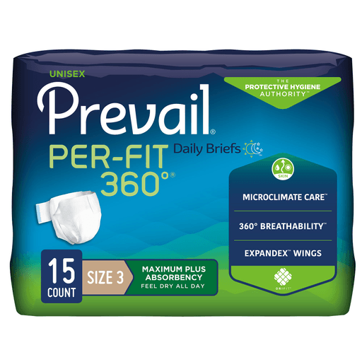 Prevail® Per-Fit 360°™ Daily Briefs, Maximum Plus, Size 3 | Quantity - 1x CS