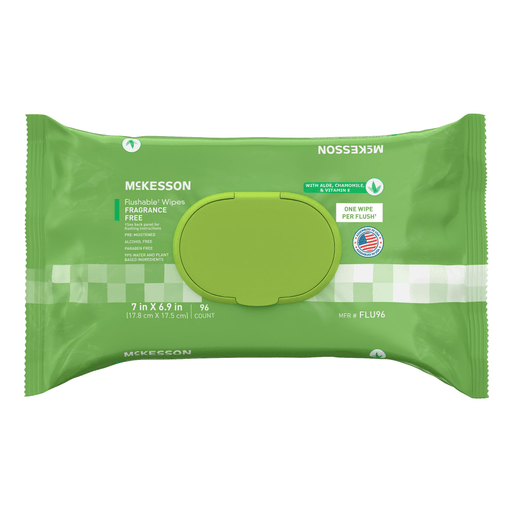 McKesson Flushable* Wet Wipes - Unscented, 96 Wet Wipes per Pack | Quantity - 1x CS