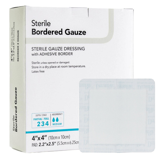 DermaRite® Bordered Gauze White Adhesive Dressing, 4 x 4 Inch | Quantity - 1x BX