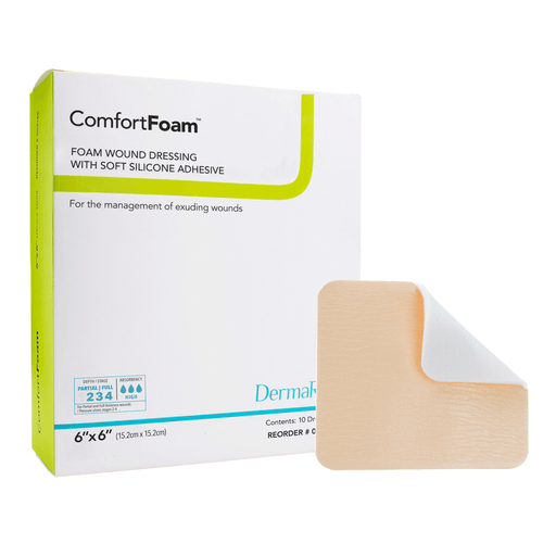 ComfortFoam™ Silicone Adhesive w/ Border Silicone Foam Dressing, 6 x 6 Inch | Quantity - 1x EA