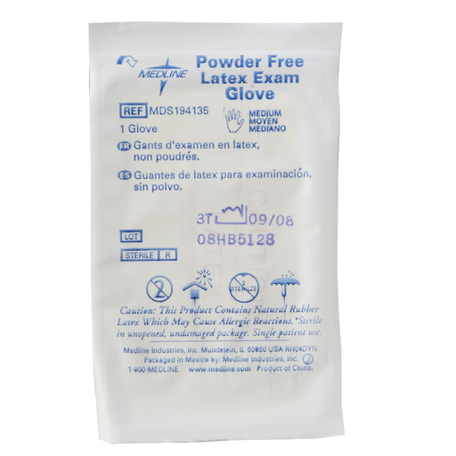 GLOVE EXAM LATEX PF STERILE SINGLES MD
