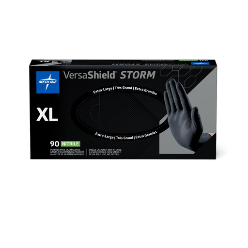 GLOVE EXAM NITRILE VSTORM BLACK PF LF XL