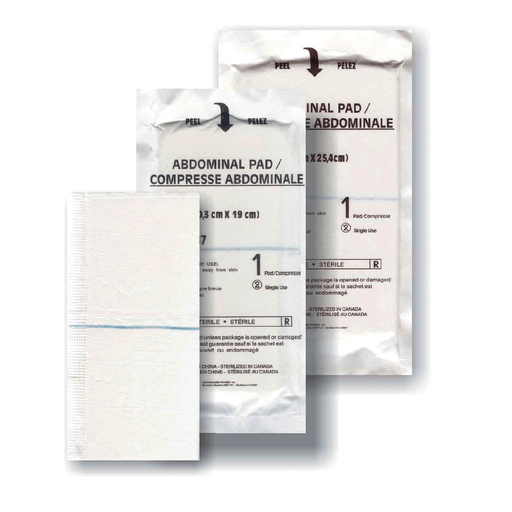 AMD MEDICOM ABDOMINAL PADS - Abdominal Pad, 8" x 7", Sterile 1s, Sealed Ends, 12/pk, 20 pk/cs | Quantity - 1x CS