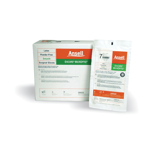 ANSELL ENCORE MICROPTIC POWDER-FREE LATEX SURGICAL GLOVES - Surgical Gloves, Size 7, 50 pr/bx, 4 bx/cs | Quantity - 1x CS