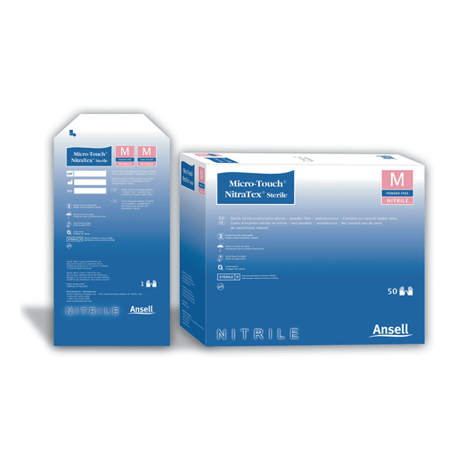 ANSELL MICRO-TOUCH NITRATEX STERILE EXAM GLOVES - Exam Gloves, Sterile, Small, Pairs, 50 pr/bx, 4 bx/cs | Quantity - 1x CS