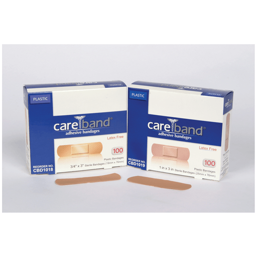 ASO CAREBAND PLASTIC ADHESIVE STRIP BANDAGES - Plastic Adhesive Strips, " x 3", Latex Free (LF), 100/bx, 12 bx/cs | Quantity - 1x CS