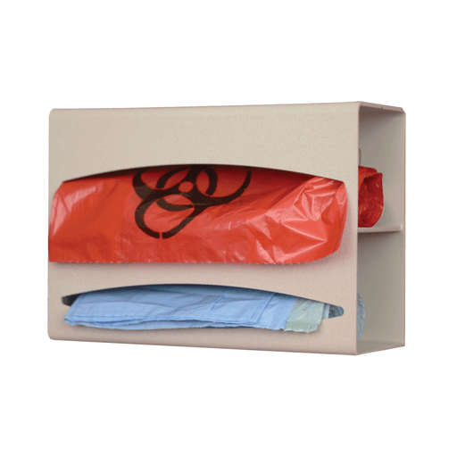 MARKETLAB BOWMAN BAG DISPENSERS - Bag Dispenser, Single, Holds One Roll of Bags up to 9" Long, Two-Way Keyholes For Vertical Or Horizontal Wall Mounting, Quartz ABS Plastic, 10 1/8"Wx 3 5/8"H x 3 15/16"D (Made in USA) | Quantity - 1x EA