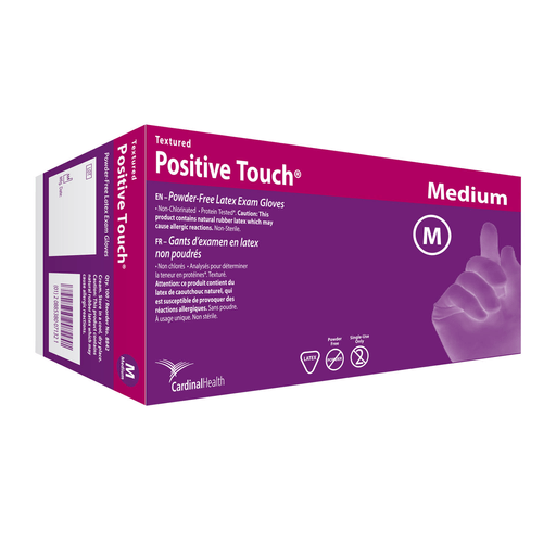 CARDINAL HEALTH POSTIVE TOUCH LATEX EXAM GLOVES - Glove, Latex Exam, Textured, Powderless, Medium, 100/bx, 10 bx/cs | Quantity - 1x CS