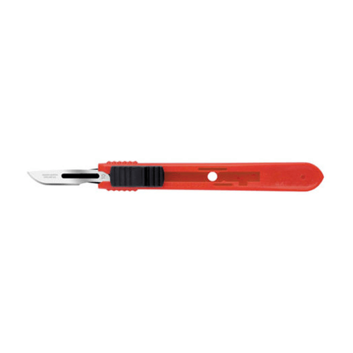 CINCINNATI SAFETY SCALPELS - Safety Scalpels, Swann Morton, Stainless Steel, Red Handle, Size 10, Disposable, Sterile, 25/bx (DROP SHIP ONLY) | Quantity - 1x BX