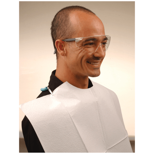 CROSSTEX POLYBACK CONTOUR BIB - Bib, 3-Ply Paper, Poly, 18" x 22", Blue, 400/cs | Quantity - 1x CS