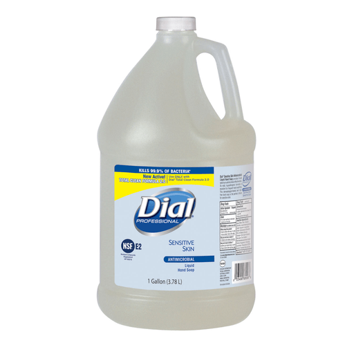 DIAL SENSITIVE SKIN ANTIBACTERIAL LIQUID HAND SOAP - Sensitive Skin Liquid Hand Soap, Antibacterial, 1 Gallon, 4/cs (48 cs/plt) (2340082838, 1747050, 1937893) (Item is on Manufacture backorder with no ETA on Availability) | Quantity - 1x CS