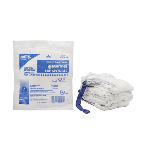 DUKAL LAPAROTOMY SPONGES - Laparotomy Sponge, 12" x 12", Sterile, X-Ray Detectable, Prewashed, Softpack, 5/pk, 20 pk/cs | Quantity - 1x CS