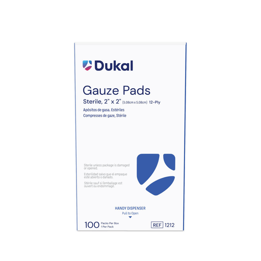 DUKAL GAUZE PADS - Gauze Pad, 2" x 2", 12-Ply, Sterile, 100/bx, 24 bx/cs | Quantity - 1x CS