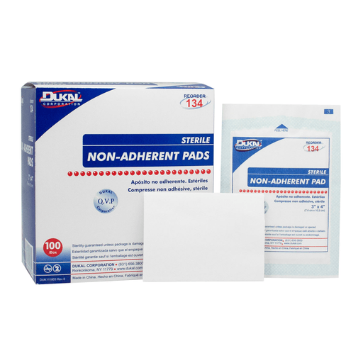 DUKAL NON-ADHERENT PADS - Non-Adherent Pad Dressing with Adhesive, 3" x 4" , Sterile, 100/bx, 12 bx/cs | Quantity - 1x CS