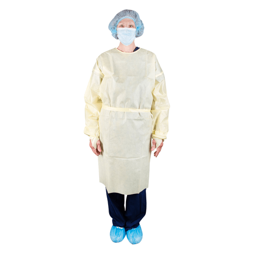DUKAL ISOLATION GOWNS - Isolation Gown, AAMI Level 1, X-Large, Yellow, 10/bg, 10 bg/cs | Quantity - 1x CS