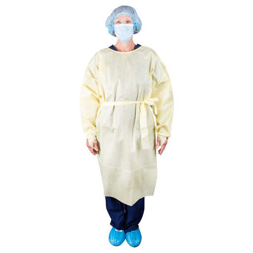 DUKAL ISOLATION GOWNS - Isolation Gown, AAMI Level 1, X-Large, Yellow, 10/bg, 10 bg/cs | Quantity - 1x CS