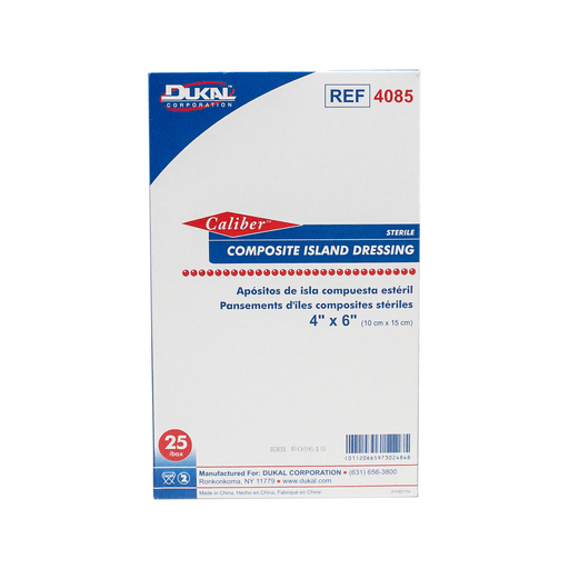 DUKAL COMPOSITE ISLAND DRESSINGS - Composite Island Dressing, 4" x 14", Sterile, 25/bx, 2 bx/cs | Quantity - 1x CS