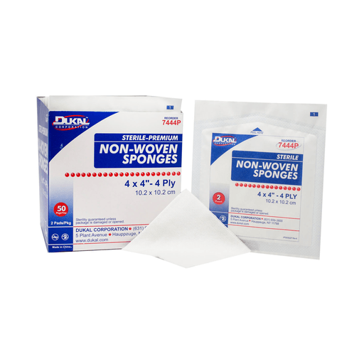 DUKAL PREMIUM NON-WOVEN SPONGES - Sponge, 2" x 2" Non-Woven, Premium, Sterile, 4-Ply, 2/pk, 50 pk/bx, 30 bx/cs | Quantity - 1x CS