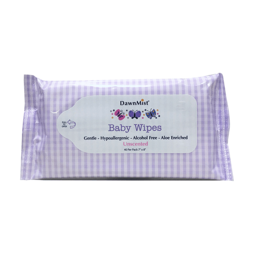 DUKAL DAWNMIST BABY WIPES - Baby Wipes, Unscented, 7" x 8", 40/pk, 24 pk/cs | Quantity - 1x CS