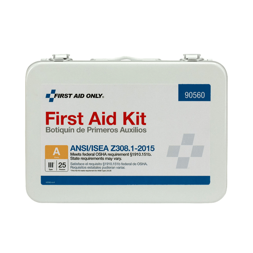 FIRST AID ONLY/ACME UNITED ANSI/OSHA COMPLIANT PACKAGE - 25 Person First Aid Kit, ANSI A, Metal Case (DROP SHIP ONLY - $150 Minimum Order) | Quantity - 1x EA