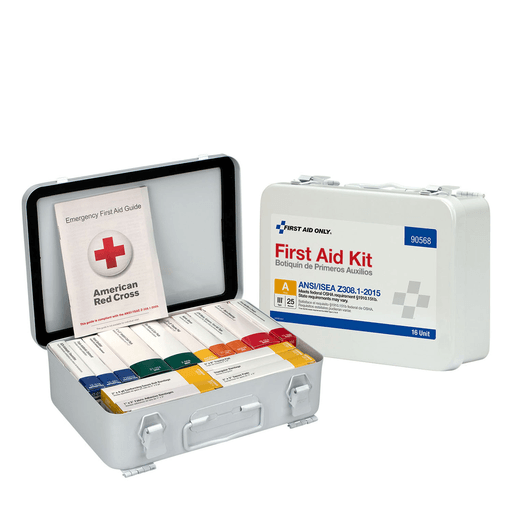 FIRST AID ONLY/ACME UNITED ANSI/OSHA COMPLIANT PACKAGE - 25 Person First Aid Kit, ANSI A, Metal Case (DROP SHIP ONLY - $150 Minimum Order) | Quantity - 1x EA