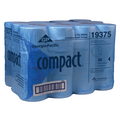 GEORGIA-PACIFIC COMPACT CORELESS BATHROOM TISSUE - Coreless Bathroom Tissue, 1000 Sheet, 2-Ply, 3.85" x 4.1", 36 rl/cs (28 cs/plt) | Quantity - 1x CS