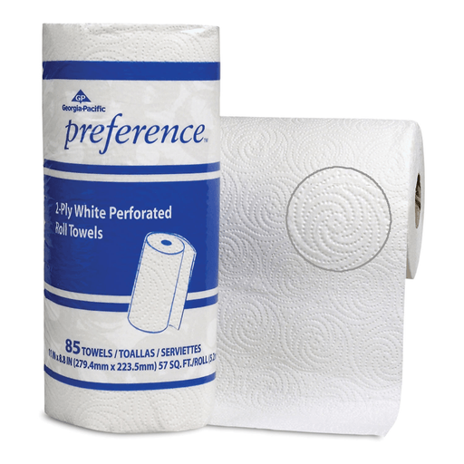 GEORGIA-PACIFIC PREFERENCE PERFORATED ROLL TOWELS - Jumbo Perforated Roll Towels, White, 11" x 8.8" Sheets, 85 sht/rl, 30 rl/cs (24 cs/plt) | Quantity - 1x CS