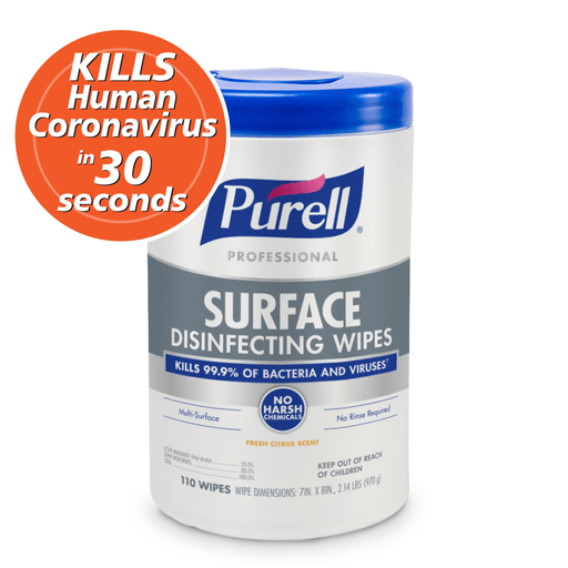 GOJO PURELL FOODSERVICE SURFACE SANITIZER - Purell Foodservice Surface Disinfecting Wipes, 110ct Canister, 6/ct (HAZMAT Fees Apply, cannot ship via Air or to AK, GU, HI, MP, PR, VI) | Quantity - 1x CT