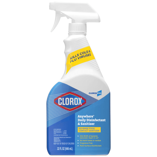 CLOROX COMMERCIAL SOLUTIONS CLOROX ANYWHERE - CloroxPro Anywhere Daily Disinfectant and Sanitizer, No-Rinse Food Contact Sanitizer, Kills Cold and Flu Viruses, 32 fl oz, 12/cs | Quantity - 1x CS