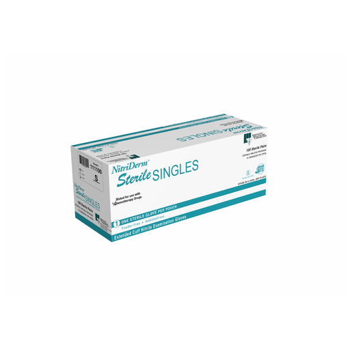 INNOVATIVE NITRIDERM STERILE POWDER-FREE NITRILE EXAM GLOVES - Gloves, Exam, Small, Nitrile, Chemo, Sterile, PF, Singles, Extended Cuff, 100/bx, 4 bx/cs | Quantity - 1x CS