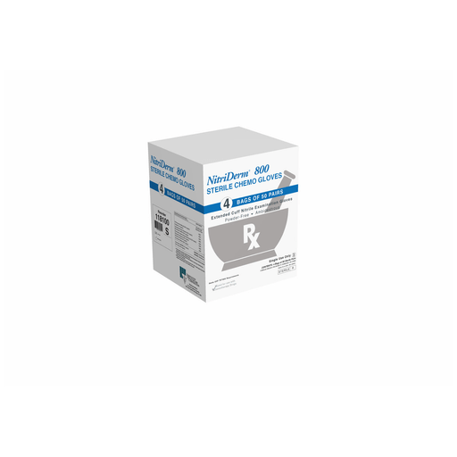 INNOVATIVE NITRIDERM 800 NITRILE EXAM GLOVES - Gloves, Exam, Small, Nitrile, Chemo, Sterile, PF, Pairs, Extended Cuff, USP 797/800, 50 pr/bg, 4 bg/cs | Quantity - 1x CS