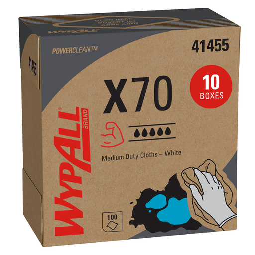 KIMBERLY-CLARK WYPALL CLOTHS - X70 Cloth, 9.1" x 16.8", White, 100/bx, 10 bx/cs | Quantity - 1x CS