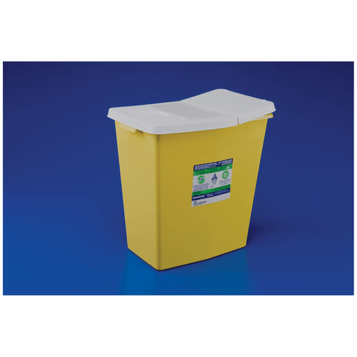 CARDINAL HEALTH CHEMOSAFETY CONTAINERS - Sharps Container, 8 Gal, Yellow, Sliding Lid, 6" Round Opening, 17"H x 11"D x 15"W, 10/cs | Quantity - 1x CS