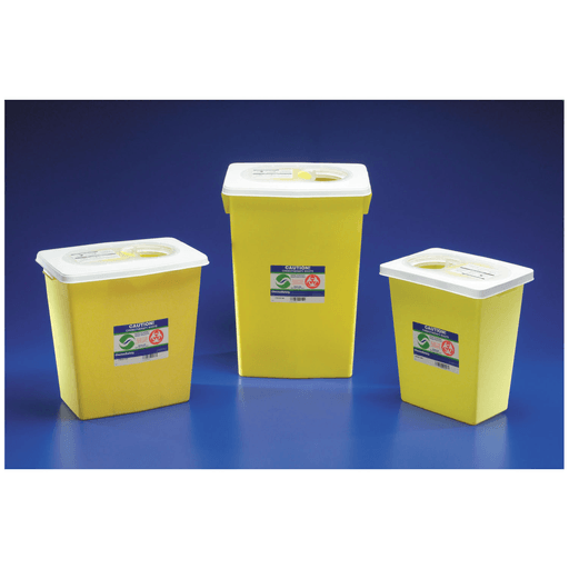 CARDINAL HEALTH CHEMOSAFETY CONTAINERS - Sharps Container, 8 Gal, Yellow, Sliding Lid, 6" Round Opening, 17"H x 11"D x 15"W, 10/cs | Quantity - 1x CS