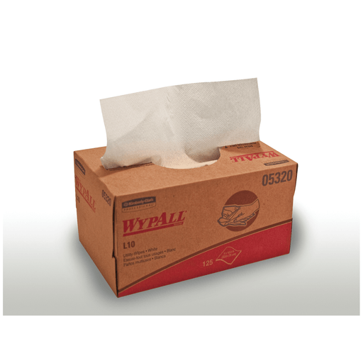 KIMBERLY-CLARK UTILITY WIPES - Wypall L10 Utility Wipes, White, 9" x 10", 125/bx, 18 bx/cs | Quantity - 1x CS