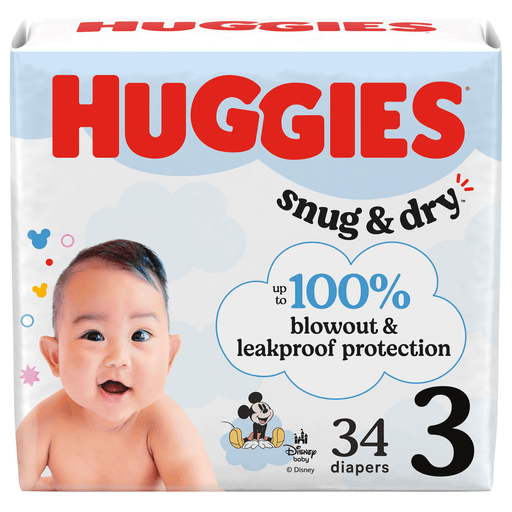 KIMBERLY-CLARK HUGGIES SNUG & DRY DIAPERS - Diaper, Huggies Snug & Dry, Size 1, Jumbo Pack, 44/pk, 4 pk/cs | Quantity - 1x CS
