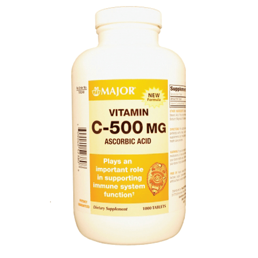 MAJOR VITAMIN C - Vitamin C, 500mg, Tablets, 1000s, 12/cs, NDC# 00904-0523-80 | Quantity - 1x CS