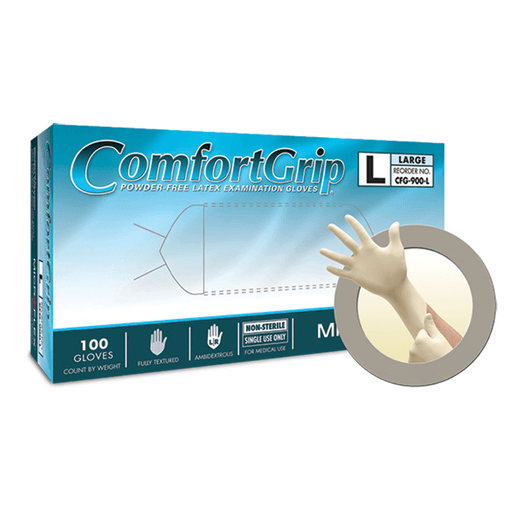ANSELL MICROFLEX COMFORTGRIP POWDER-FREE LATEX EXAM GLOVES - Exam Gloves, PF Latex, Textured, Small, 100/bx, 10 bx/cs (60 cs/plt) | Quantity - 1x CS