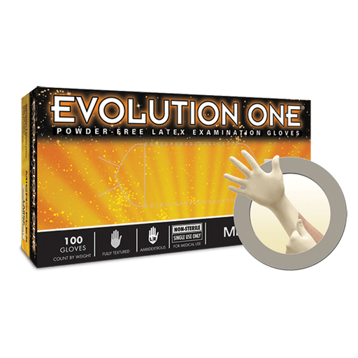 ANSELL MICROFLEX EVOLUTION ONE POWDER-FREE LATEX EXAM GLOVES - Exam Gloves, PF Latex, Textured, Large, 100/bx, 10 bx/cs (60 cs/plt) | Quantity - 1x CS