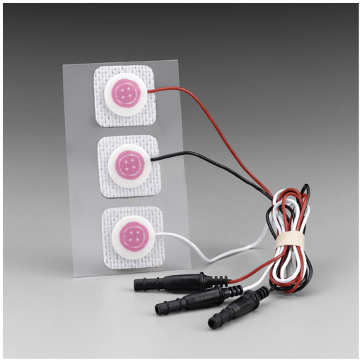 SOLVENTUM RED DOT ECG MONITORING ELECTRODES WITH PRE-ATTACHED LEAD WIRE - Neonatal, 2cm x 4cm, Pre-Wired Radiolucent Electrode with Clear Tape, 3/bg, 10 bg/bx, 10 bx/cs | Quantity - 1x CS