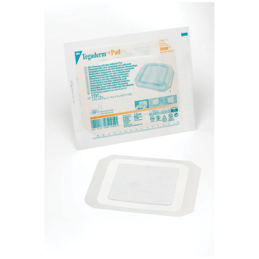 SOLVENTUM TEGADERM + PAD FILM DRESSING WITH NON-ADHERENT PAD - Transparent Dressing, 3" x 8", Pad Size 1" x 6", 25/bx, 4 bx/cs | Quantity - 1x CS