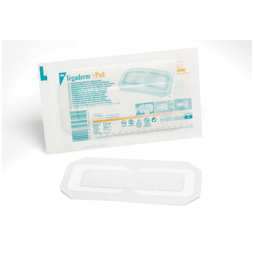 SOLVENTUM TEGADERM + PAD FILM DRESSING WITH NON-ADHERENT PAD - Transparent Dressing, 3" x 8", Pad Size 1" x 6", 25/bx, 4 bx/cs | Quantity - 1x CS
