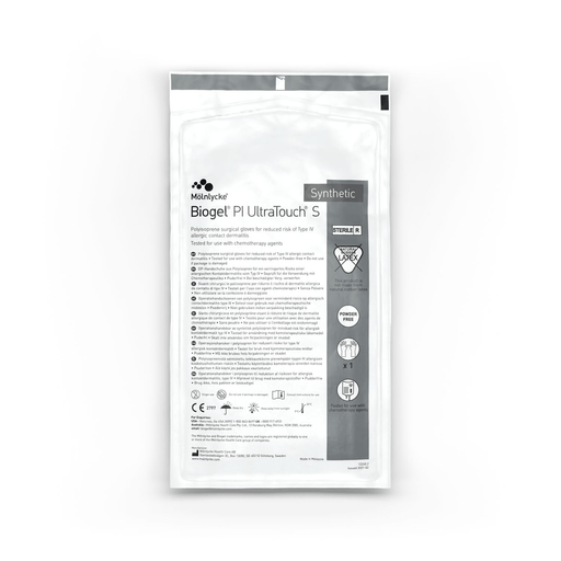 MOLNLYCKE BIOGEL PI ULTRATOUCH S SURGICAL GLOVE - Glove, Polyisoprene, Powder-Free, Anti-Slip, Beaded Cuff, Size 8.5, 50 pr/bx, 4 bx/cs | Quantity - 1x CS