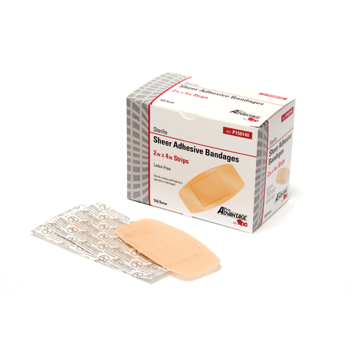 PRO ADVANTAGE SHEER ADHESIVE BANDAGE - Adhesive Bandage, Strips, 2" x 4", 50/bx, 12 bx/cs | Quantity - 1x CS