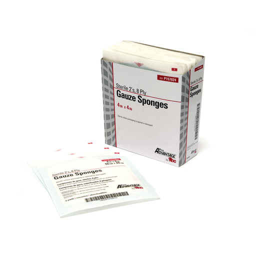 PRO ADVANTAGE GAUZE SPONGES - STERILE - Gauze Sponge, 2s, 4" x 4", 8-Ply, Sterile, 25/tray, 24 tray/cs (40 cs/plt) | Quantity - 1x CS