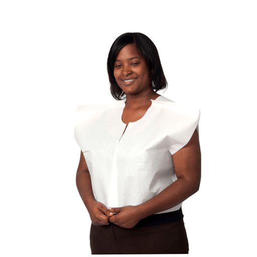 PRO ADVANTAGE EXAM CAPE - Exam Cape, 3-Ply Tissue, 30" x 21", White, Traditional Front/ Back Opening, 100/cs (50 cs/plt) | Quantity - 1x CS