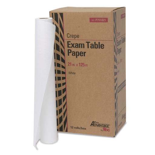 PRO ADVANTAGE EXAM TABLE PAPER - Exam Table Paper, 21" x 125 ft, White, Crepe, 12/cs (48 cs/plt) (020209) | Quantity - 1x CS