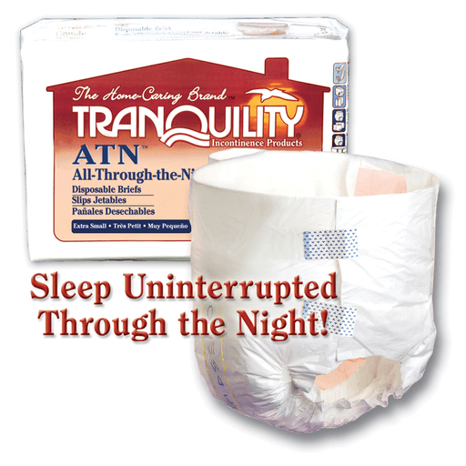 PRINCIPLE BUSINESS TRANQUILITY ALL-THROUGH-THE-NIGHT DISPOSABLE BRIEFS - Brief, Small Adult, 24" to 32", 22.2 fl oz Capacity, 10/pk, 10 pk/cs (24 cs/plt) | Quantity - 1x CS