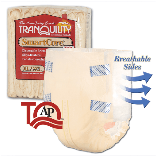 PRINCIPLE BUSINESS TRANQUILITY SMARTCORE DISPOSABLE BRIEFS - Brief, Medium Adult, 32"-44", 24.0 fl oz Capacity, 12/pk, 8 pk/cs | Quantity - 1x CS
